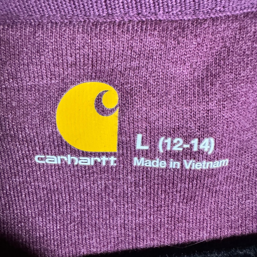 Carhartt Zip Up Hoodie Women L (12-14) Purple Embroidered Logo Jacket - Picture 4 of 8